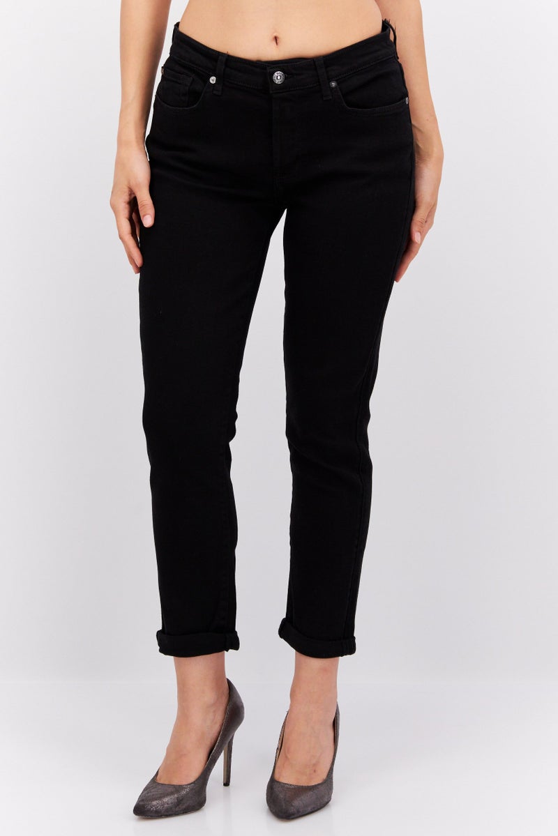 Red Tape سروال ضيق مزين بشعار للنساء، أسود - Image 1